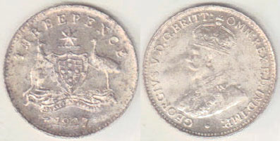 1927 Australia silver Threepence (Unc) A003120